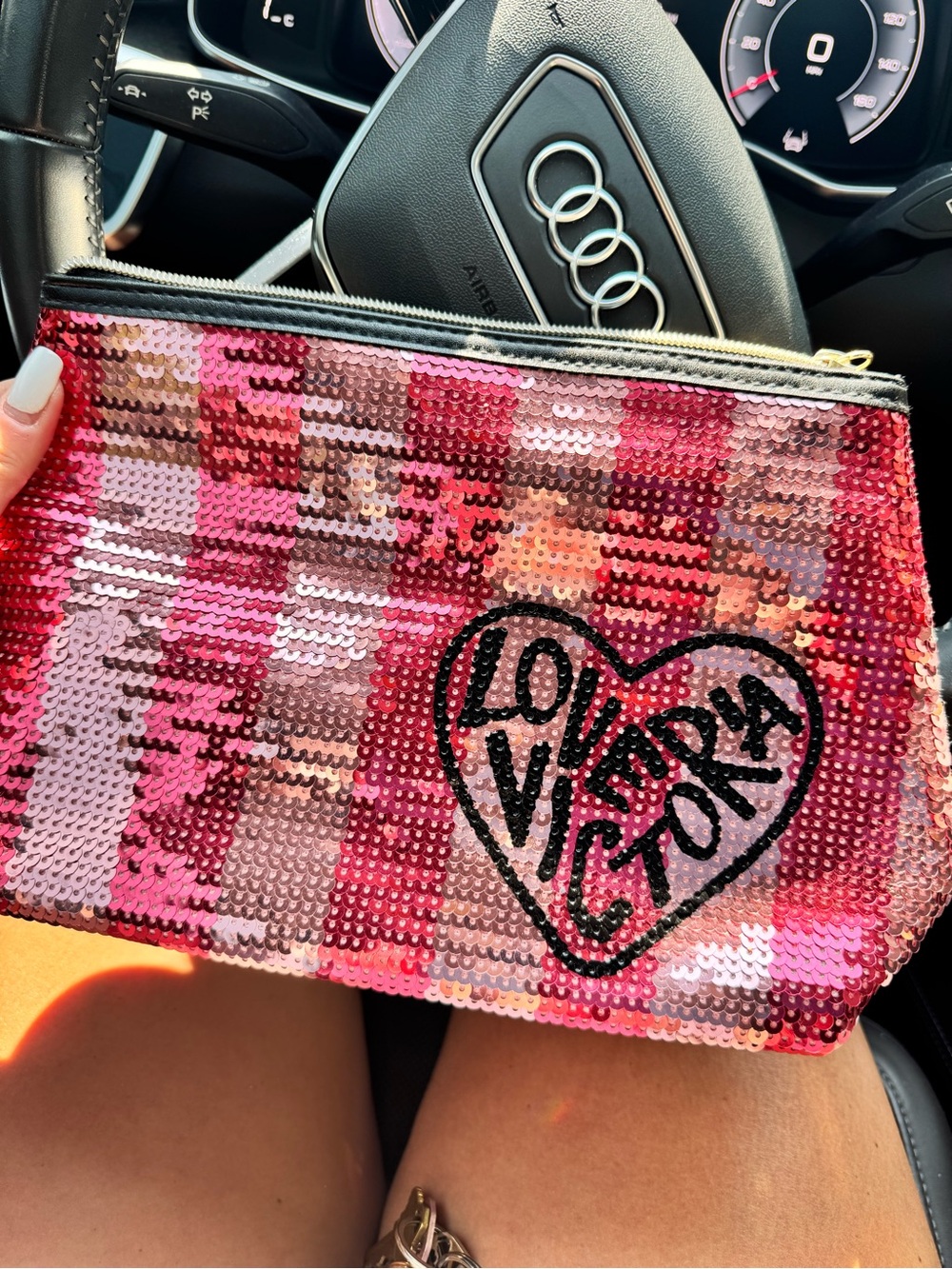 VS PINK Sequin Zip Pouch NWOT